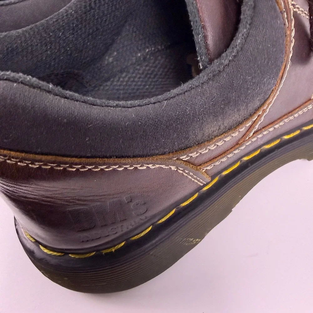 Y2K Dr. Martens Industrial Steel Toe Shoes Mens 9 Work Boots Lugged Grunge